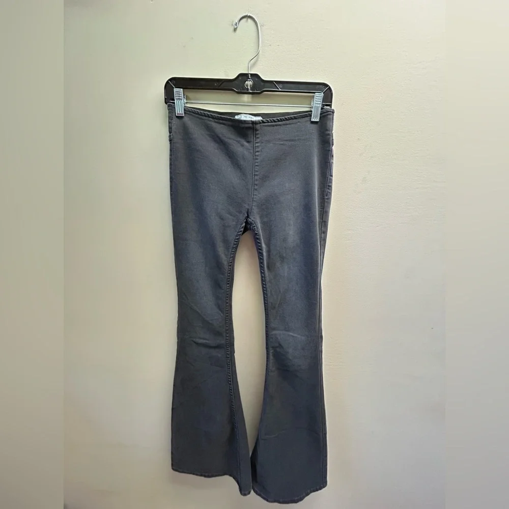 Free People Charcoal Penny Pull On Flare Jeans - Picture 3 of 6
